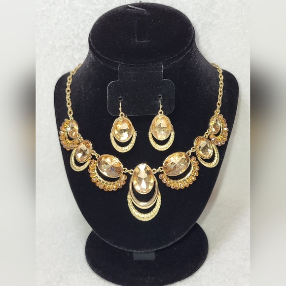 Cato Jewelry - CATO Topaz Necklace and Drop Earrings Set / Pierced